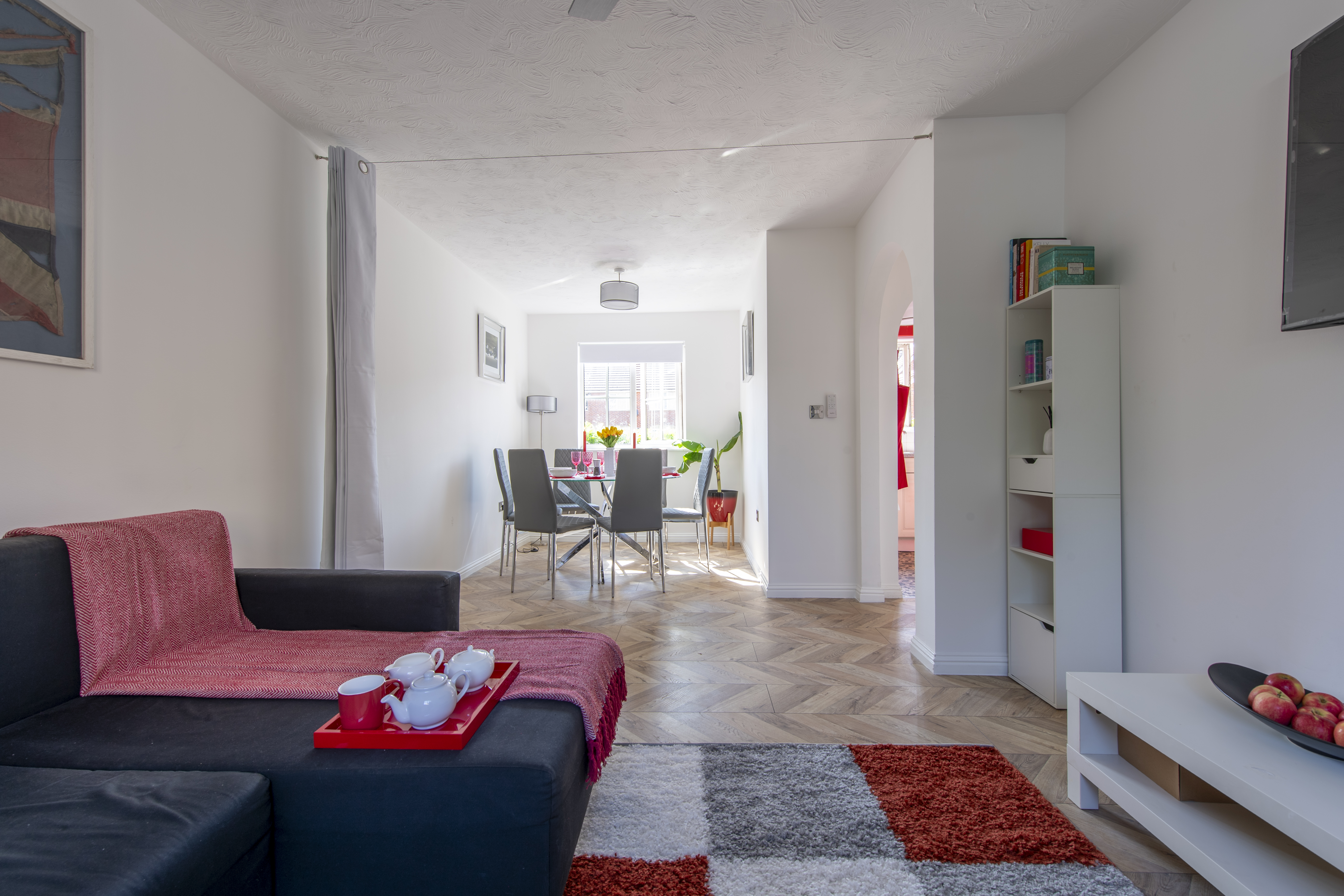 Property two — living room towards dining area