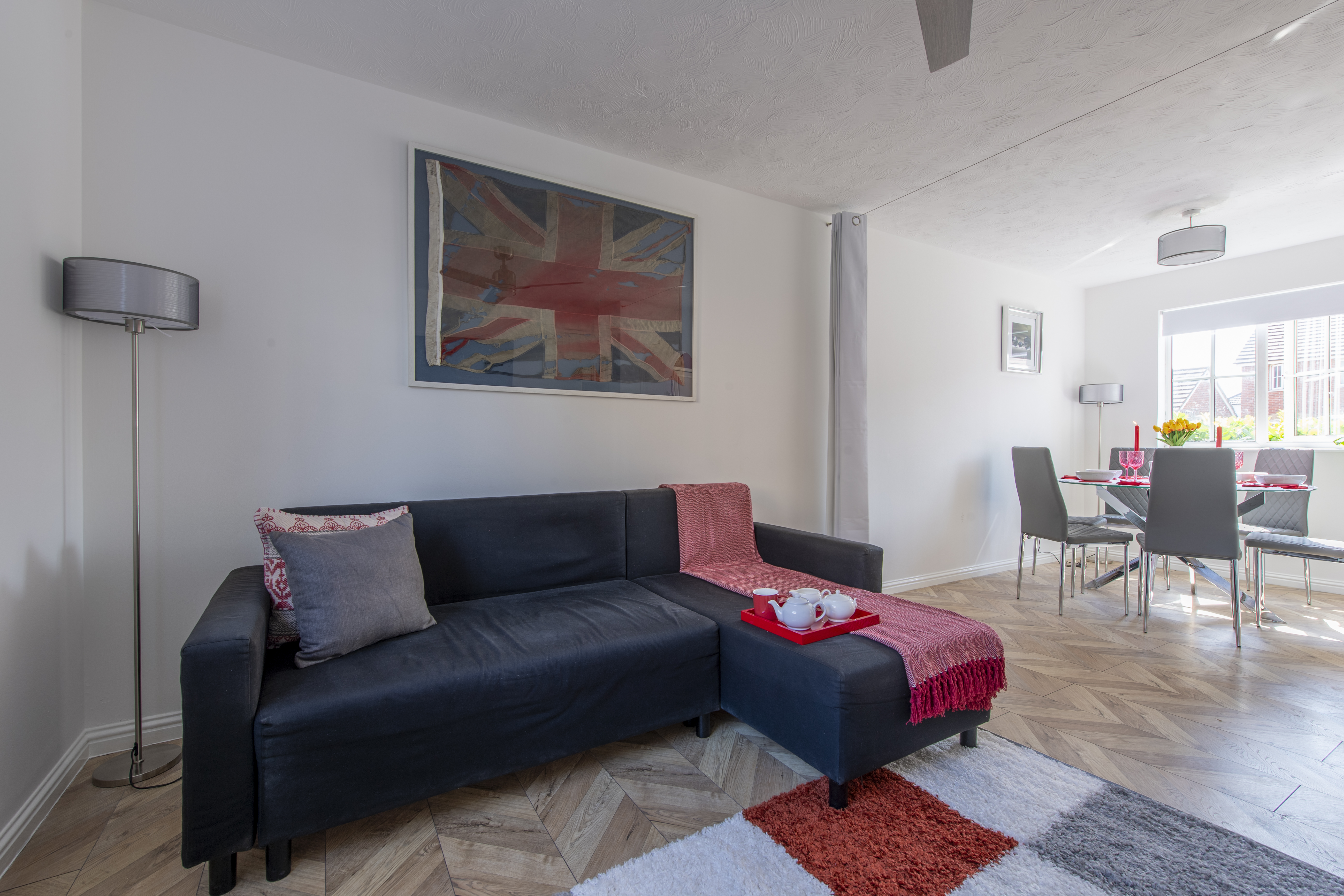 Property two — sofa with Union Jack artwork
